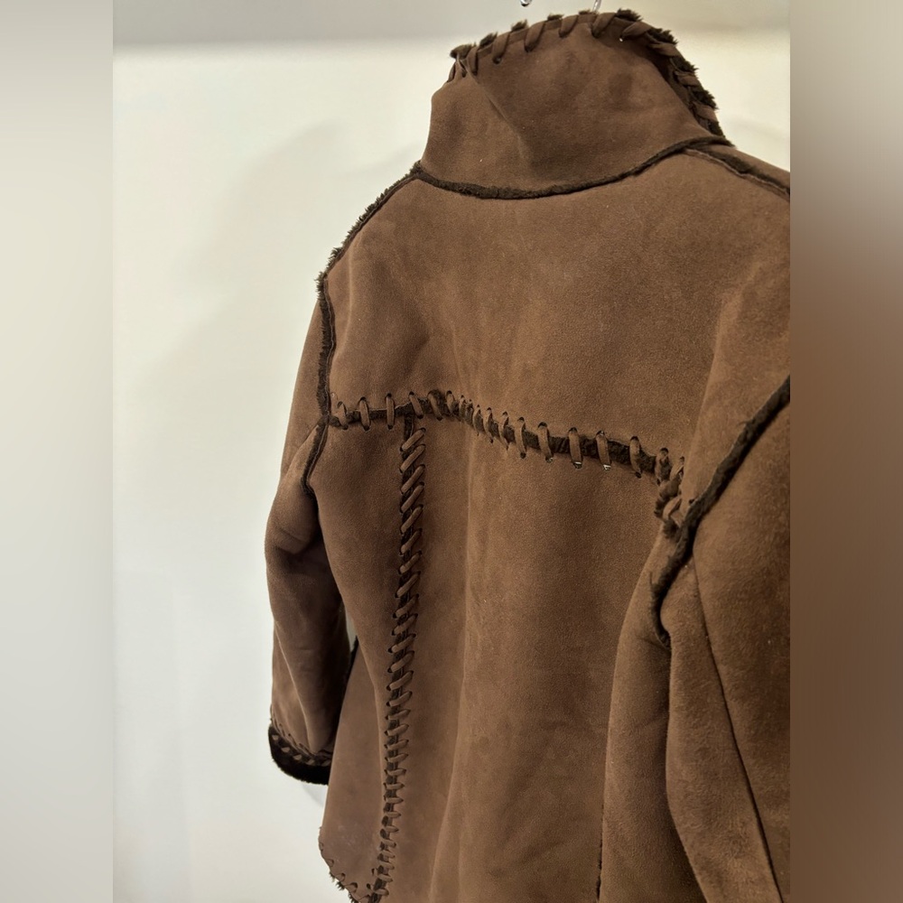 Shearling Brown Vintage Coat Medium Size